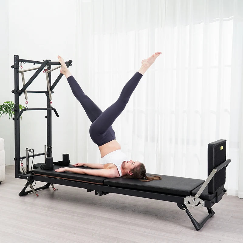Foldable Semi-Elevated Pilates Reformer with Tower