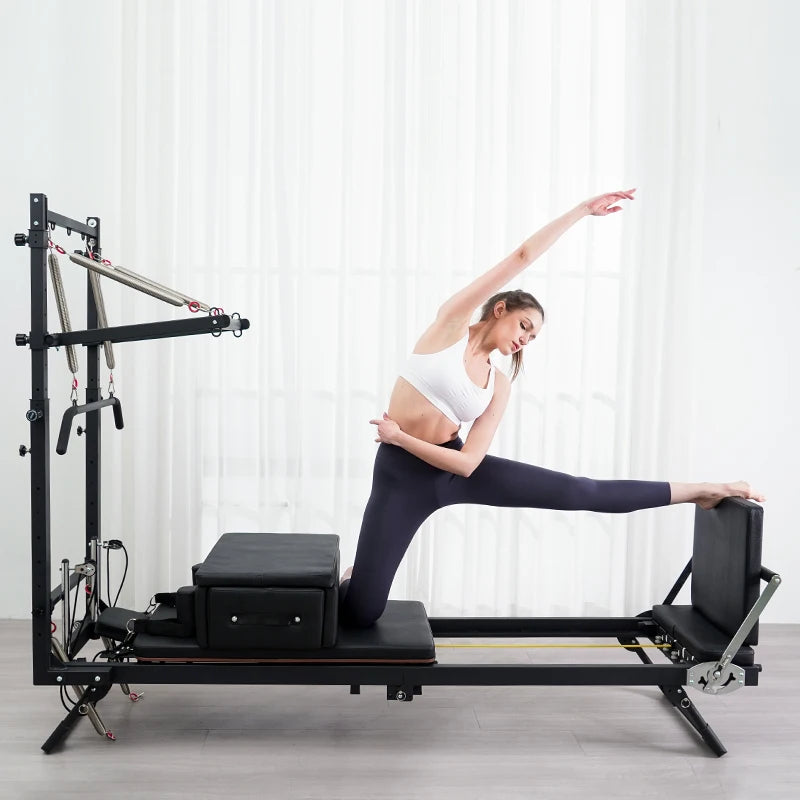 Foldable Semi-Elevated Pilates Reformer with Tower