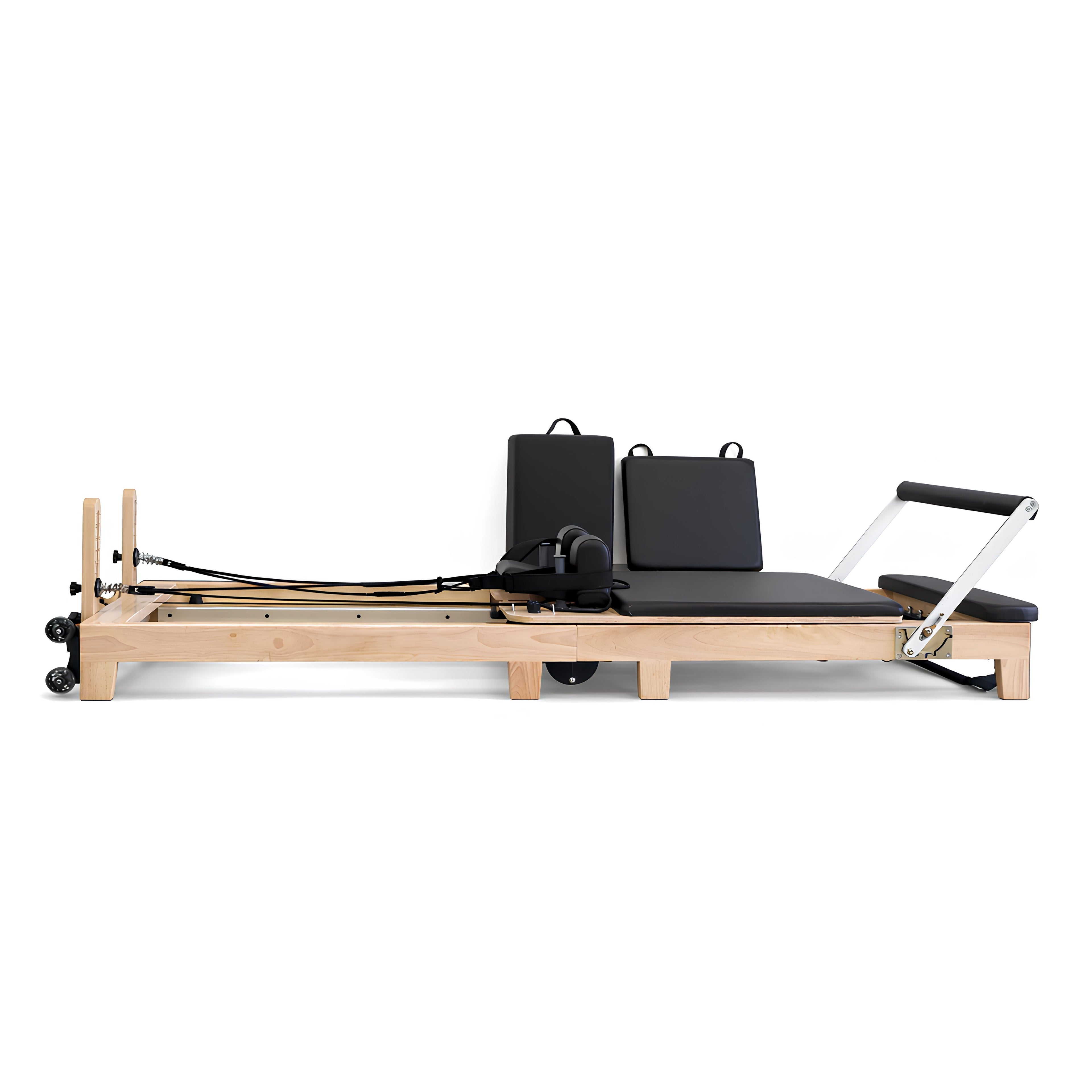 Oak wood reformer with extended carriage and footbar