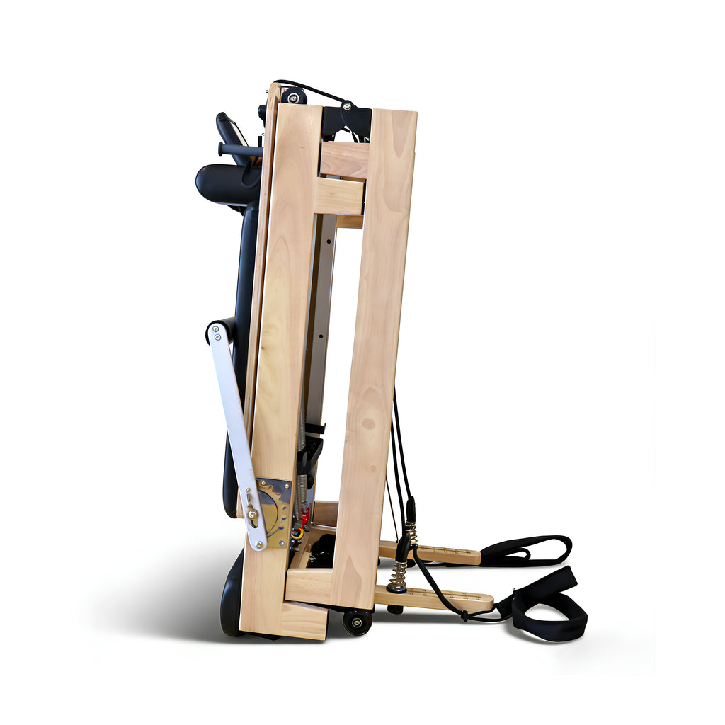 Oak wood pilates reformer frame and support structure