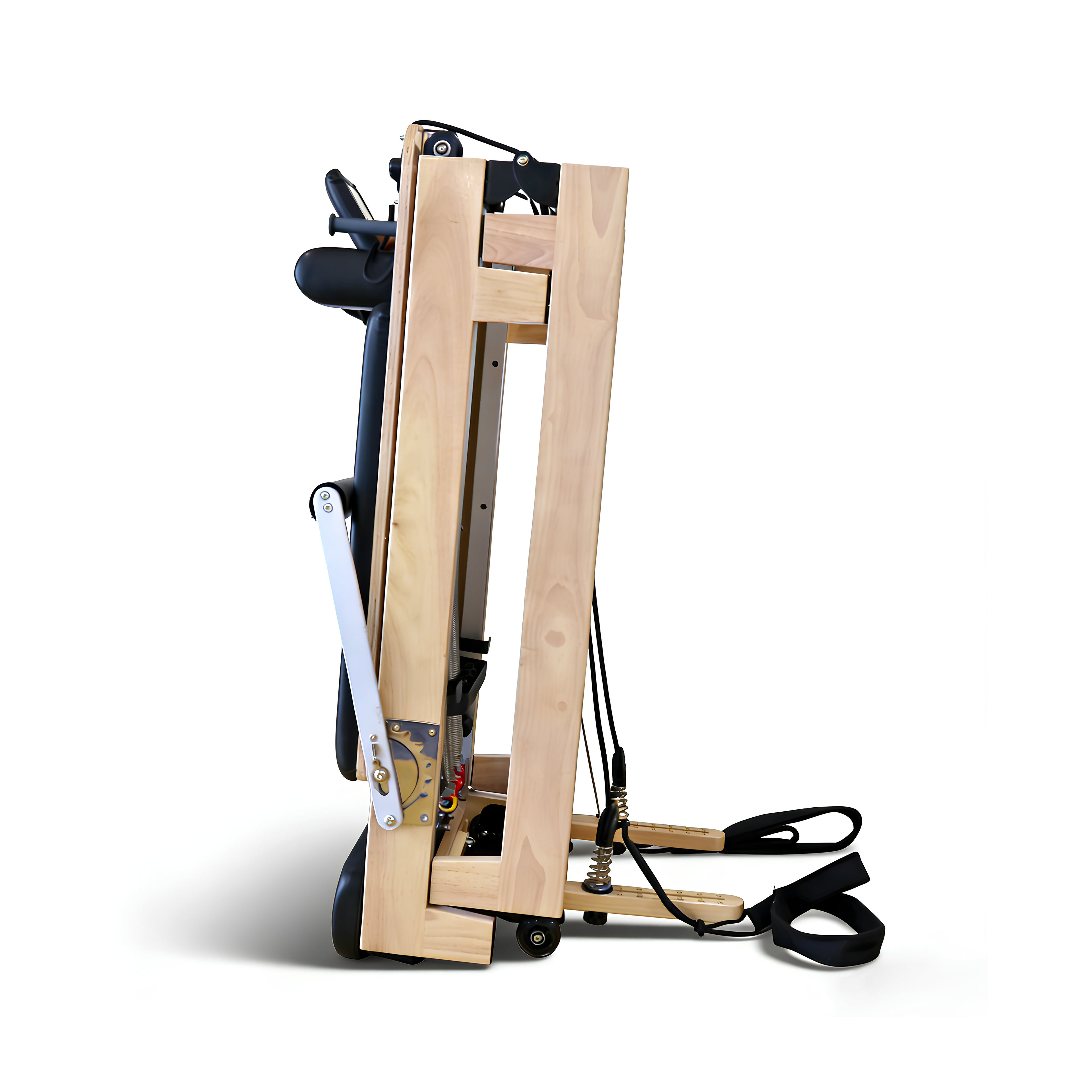 Oak wood pilates reformer frame and support structure
