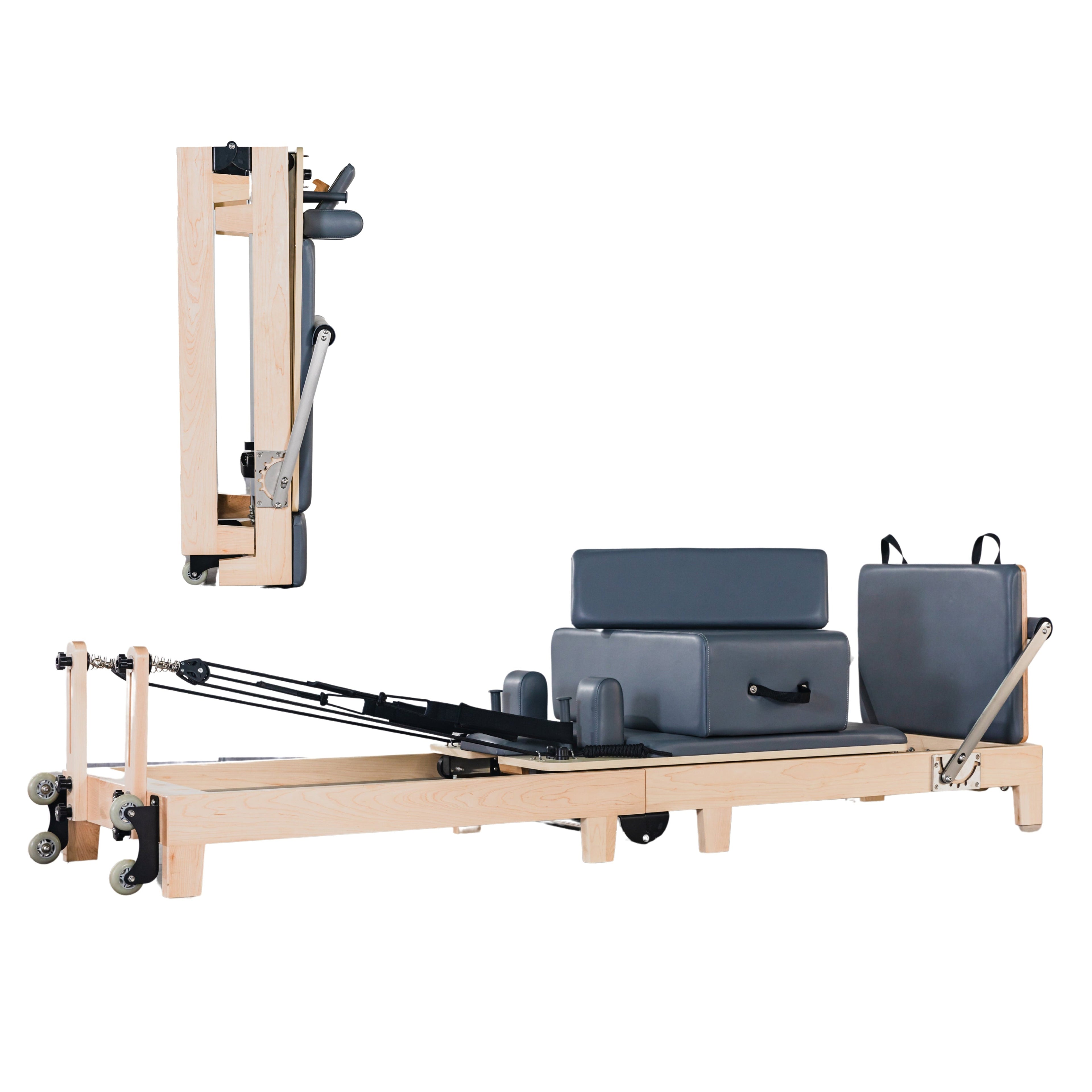Foldable pilates reformer full view with springs