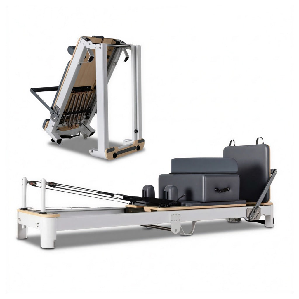 Oli Joy Foldable Aluminium-Frame Pilates Reformer – Adjustable Spring Resistance for Home & Studio