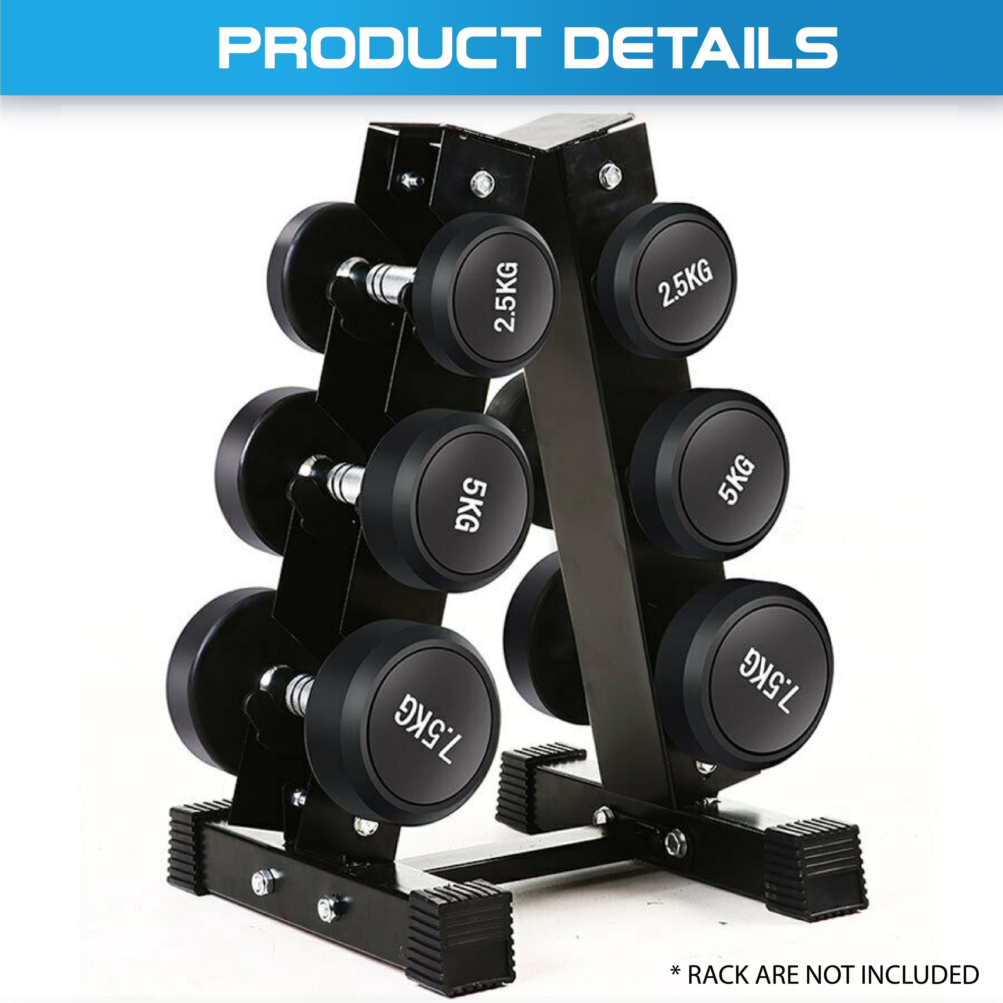 2.5KG-40KG Commercial Grade Round Rubber Dumbbells