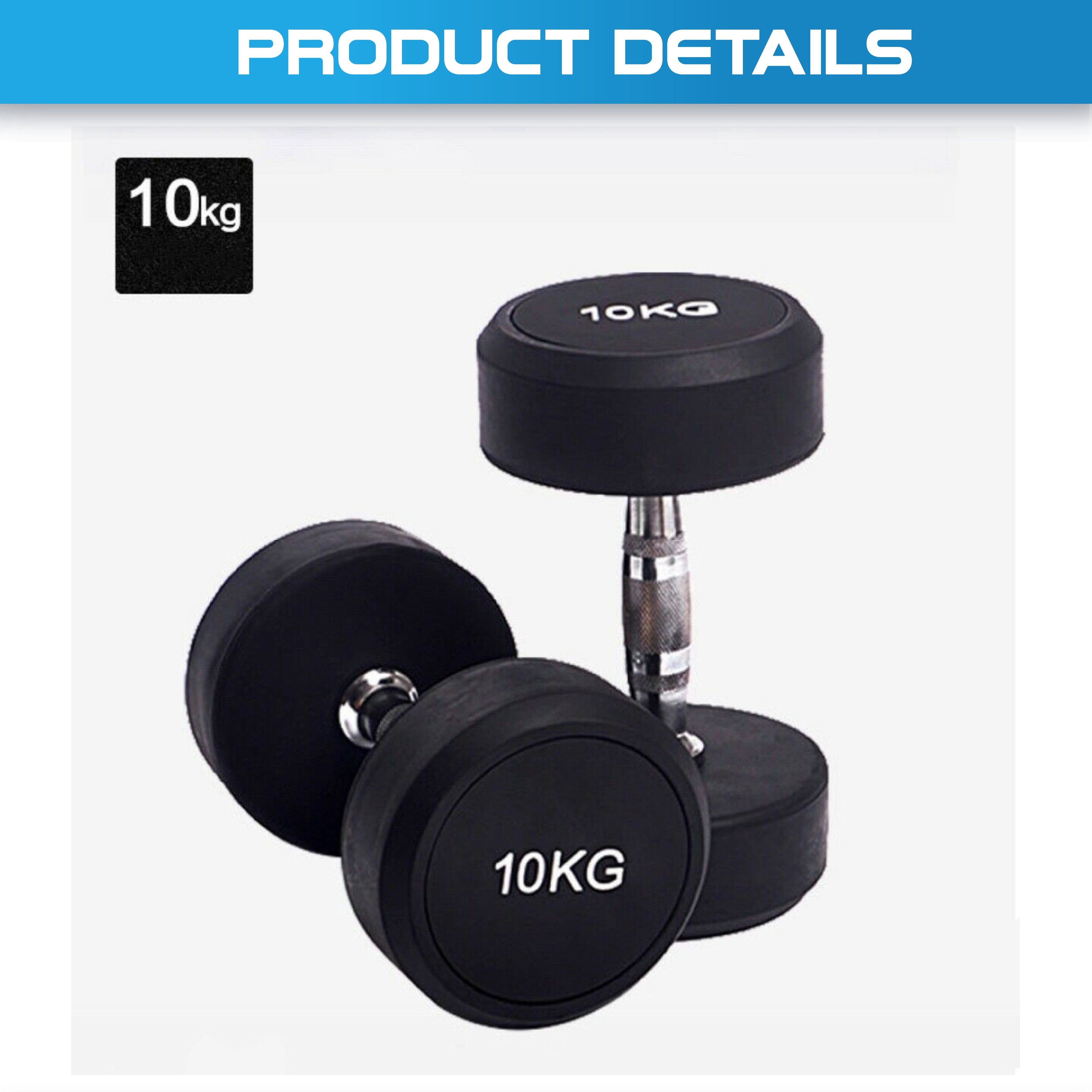 2.5KG-40KG Commercial Grade Round Rubber Dumbbells