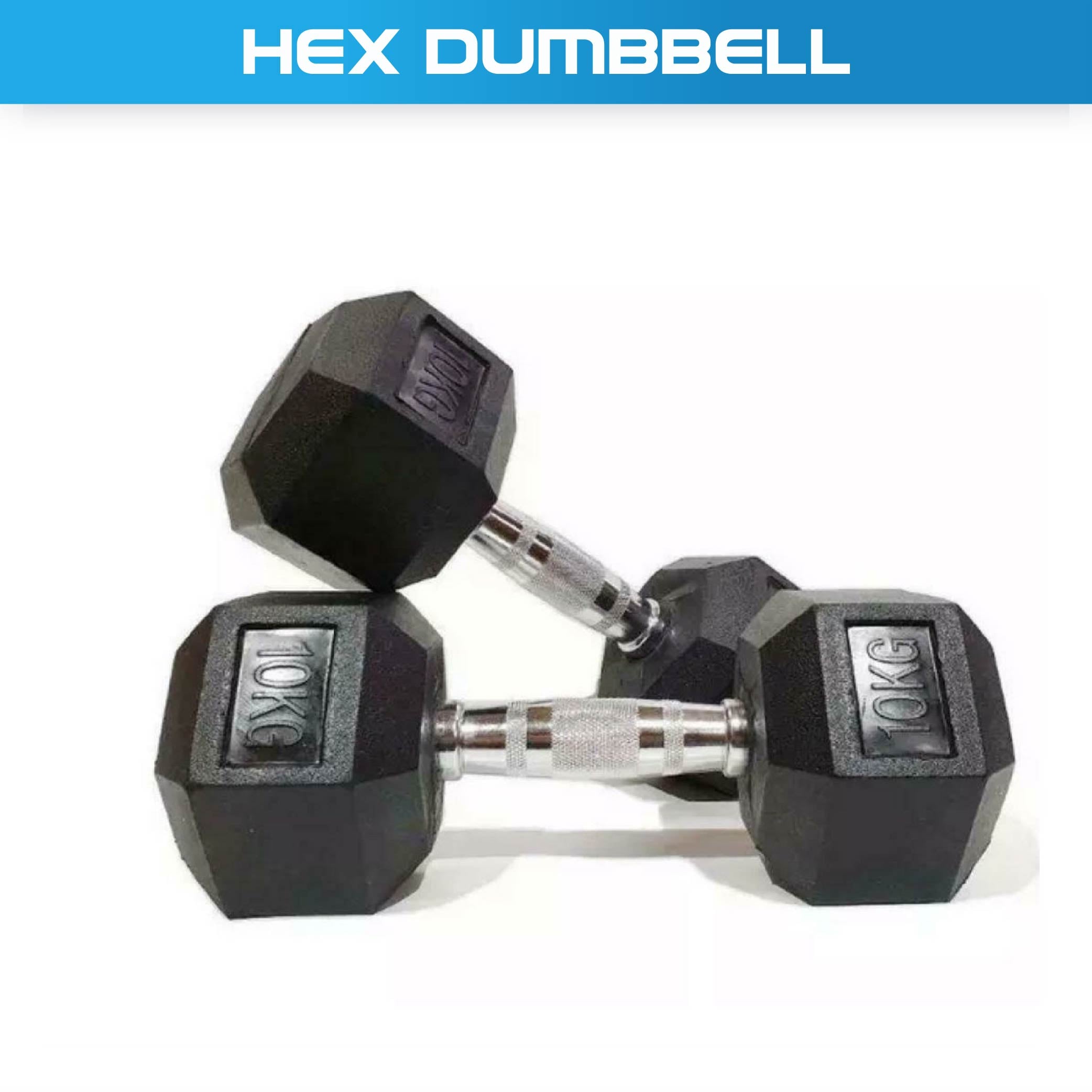 Rubber Hex Dumbbell (2.5kg-50kg/ 2.5kg increments) - Oli Joy Sports 