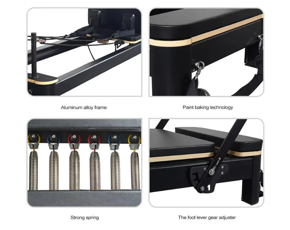 Commercial White Aluminium Pilates Reformer